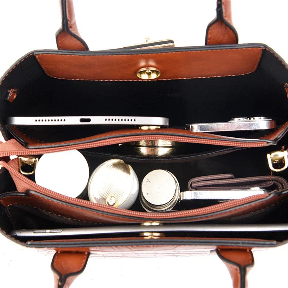 Large Crocodile Handbag Elegant Textured Leather with Shoulder Strap Image 6