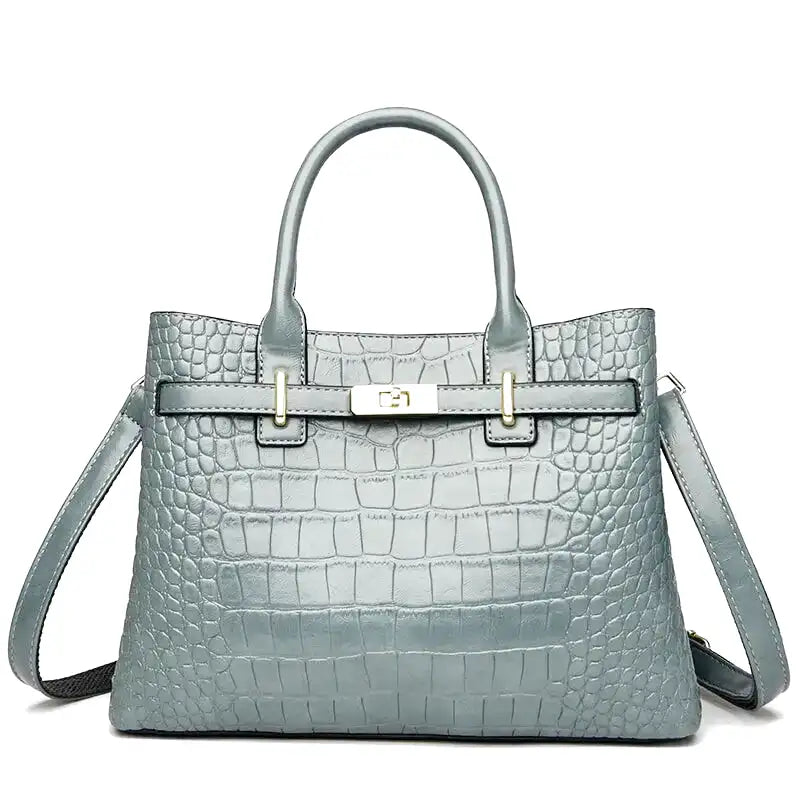 Large Crocodile Handbag  Elegant Textured Leather with Shoulder Strap Image 3