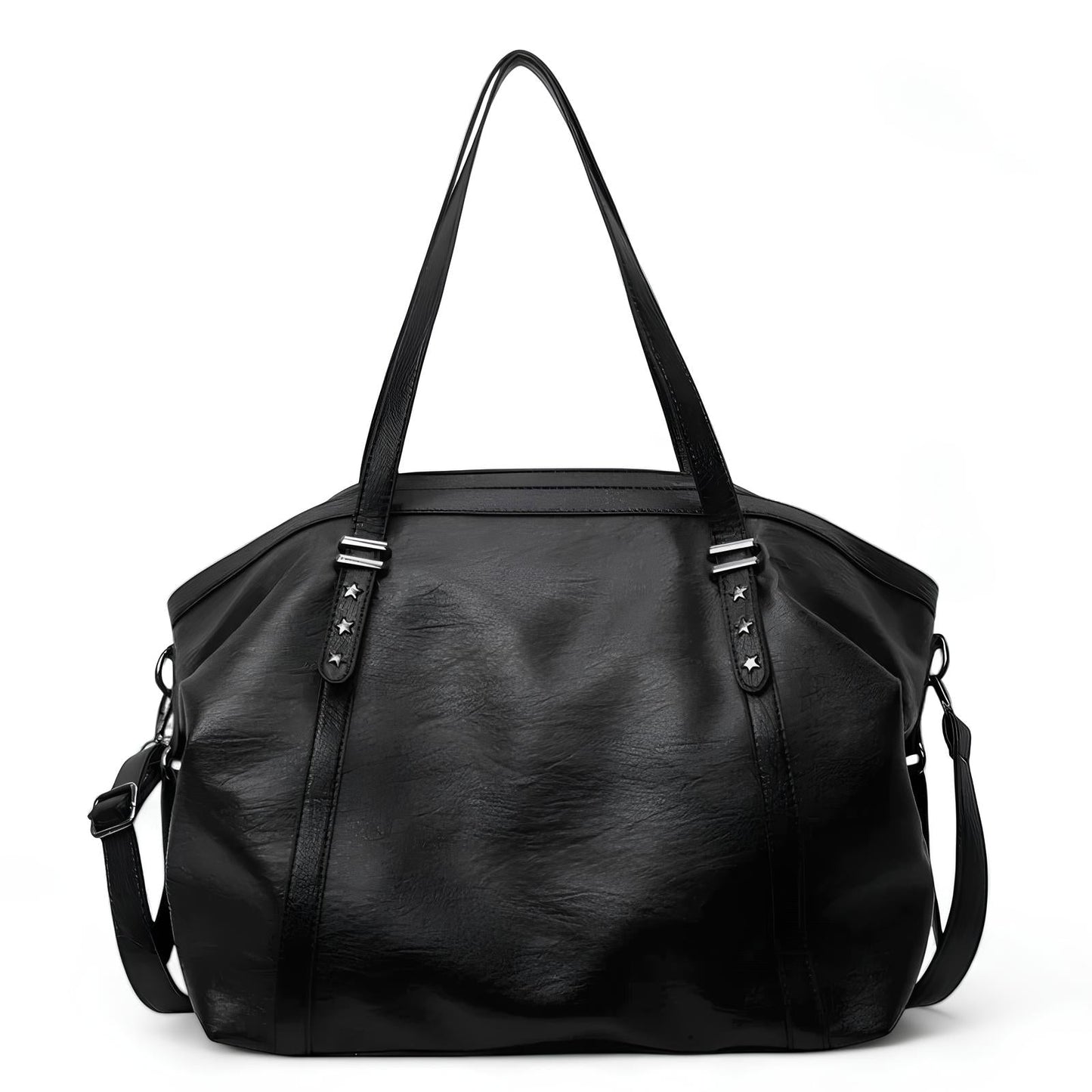 Large Leather Handbag  Classic Design with Star Studded Straps Image 1