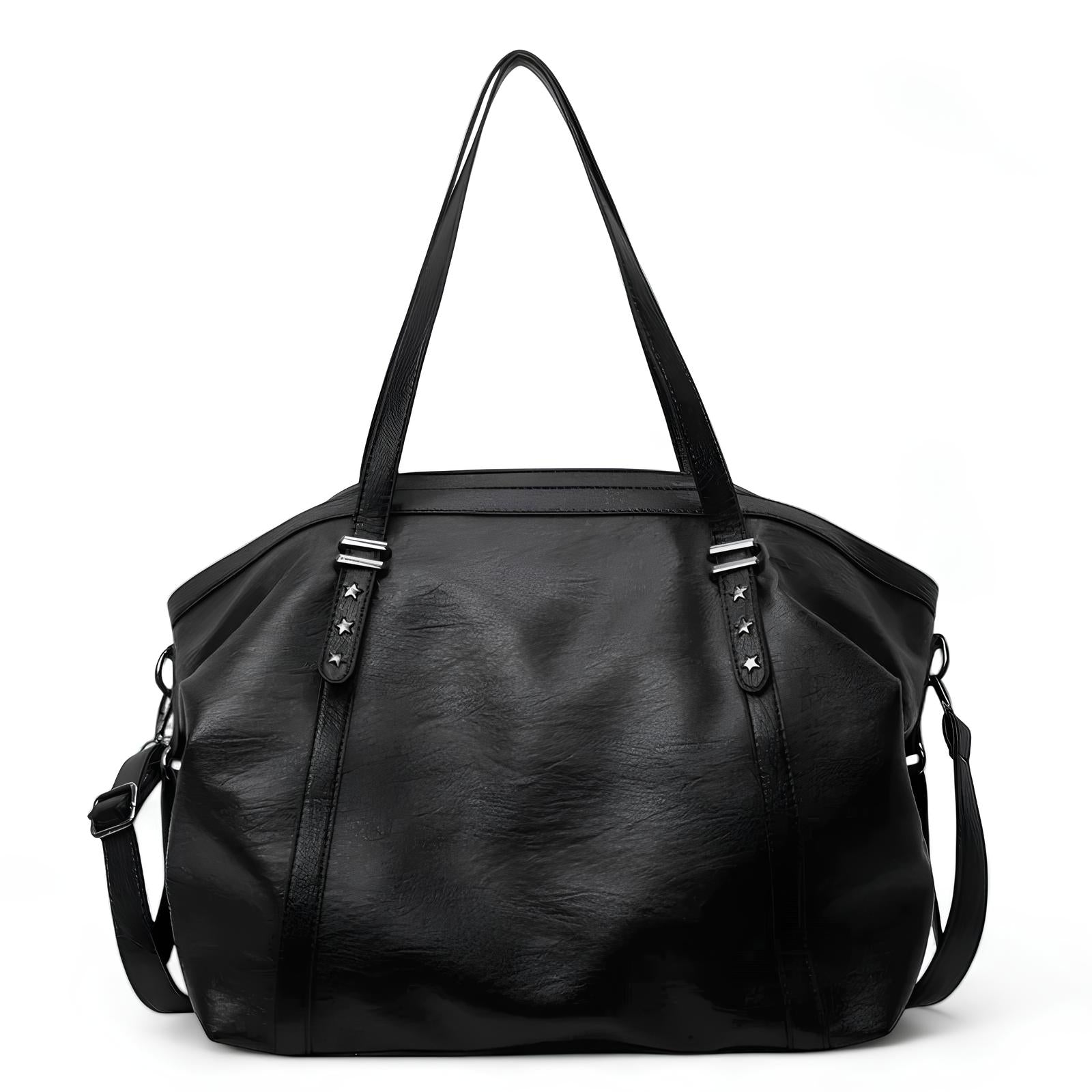 Large Leather Handbag  Classic Design with Star Studded Straps Image 1