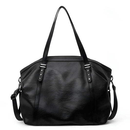Large Leather Handbag  Classic Design with Star Studded Straps Image 1