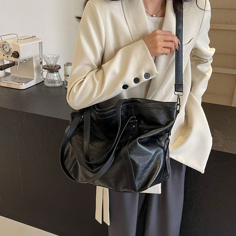 Large Leather Handbag  Classic Design with Star Studded Straps Image 5