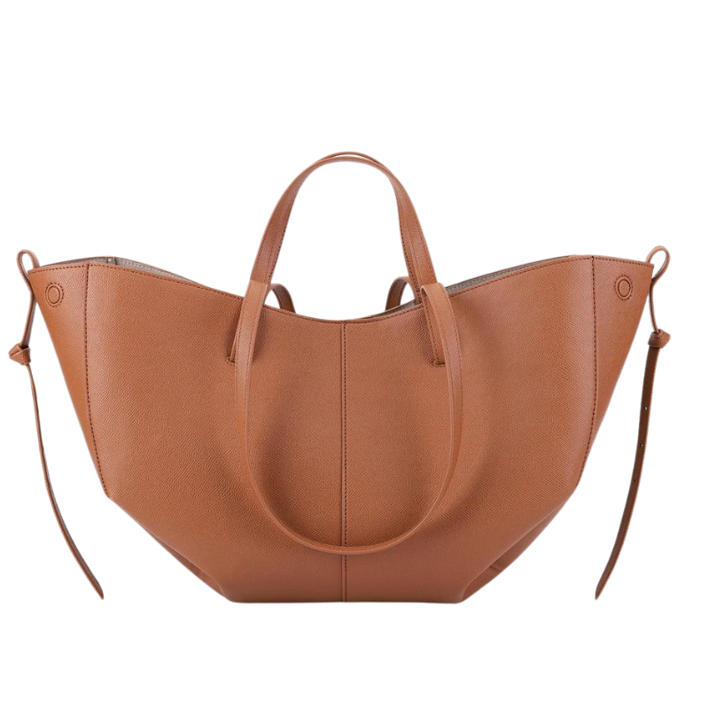 Large Leather Tote Handbag  Elegant Textured Design Image 2