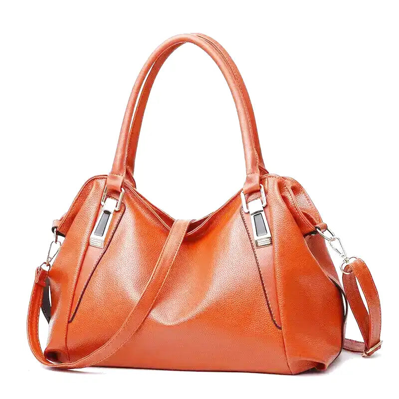 Leather Handbag Large Capacity  Classic Design with Silver Hardware Image 3