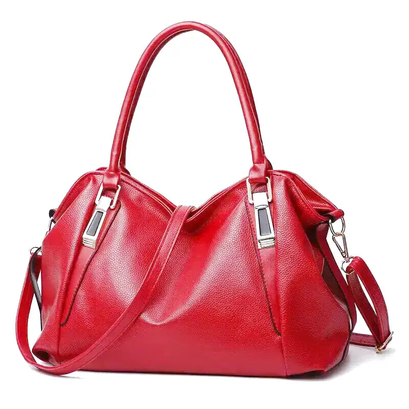 Leather Handbag Large Capacity  Classic Design with Silver Hardware Image 4