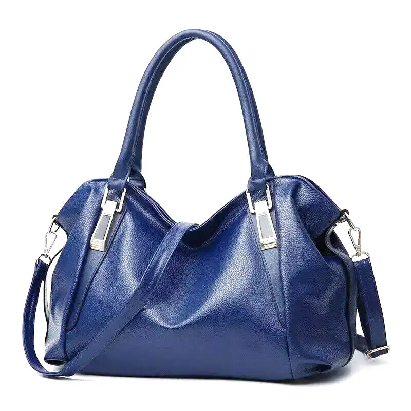 Leather Handbag Large Capacity  Classic Design with Silver Hardware Image 6