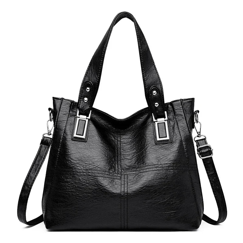 Leather Handbag Tote  Classic Design With Adjustable Shoulder Strap Image 1