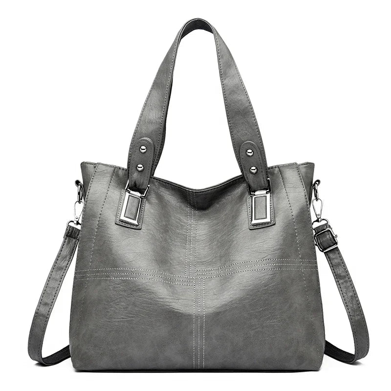 Leather Handbag Tote  Classic Design With Adjustable Shoulder Strap Image 2