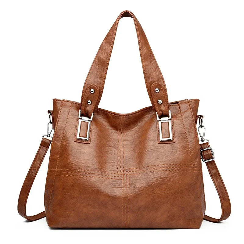 Leather Handbag Tote  Classic Design With Adjustable Shoulder Strap Image 3