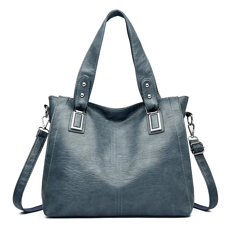 Leather Handbag Tote  Classic Design With Adjustable Shoulder Strap Image 4