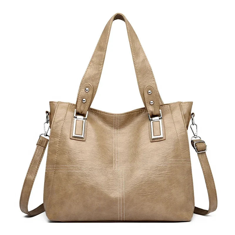 Leather Handbag Tote  Classic Design With Adjustable Shoulder Strap Image 5