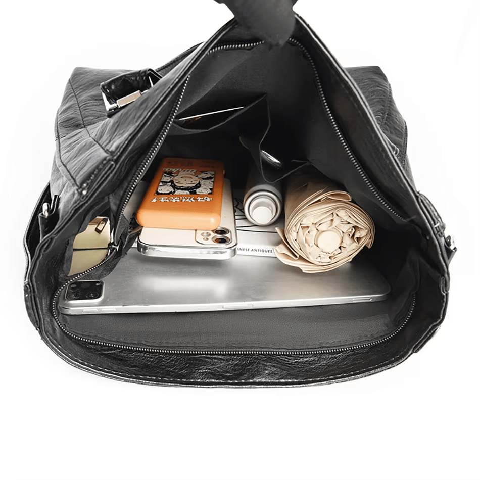Leather Handbag Tote  Classic Design With Adjustable Shoulder Strap Image 9